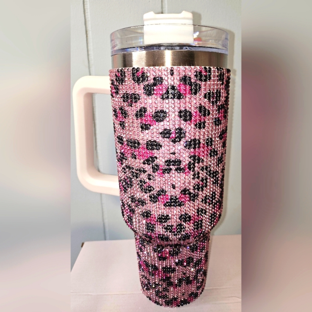 Rhinestone pink leopard